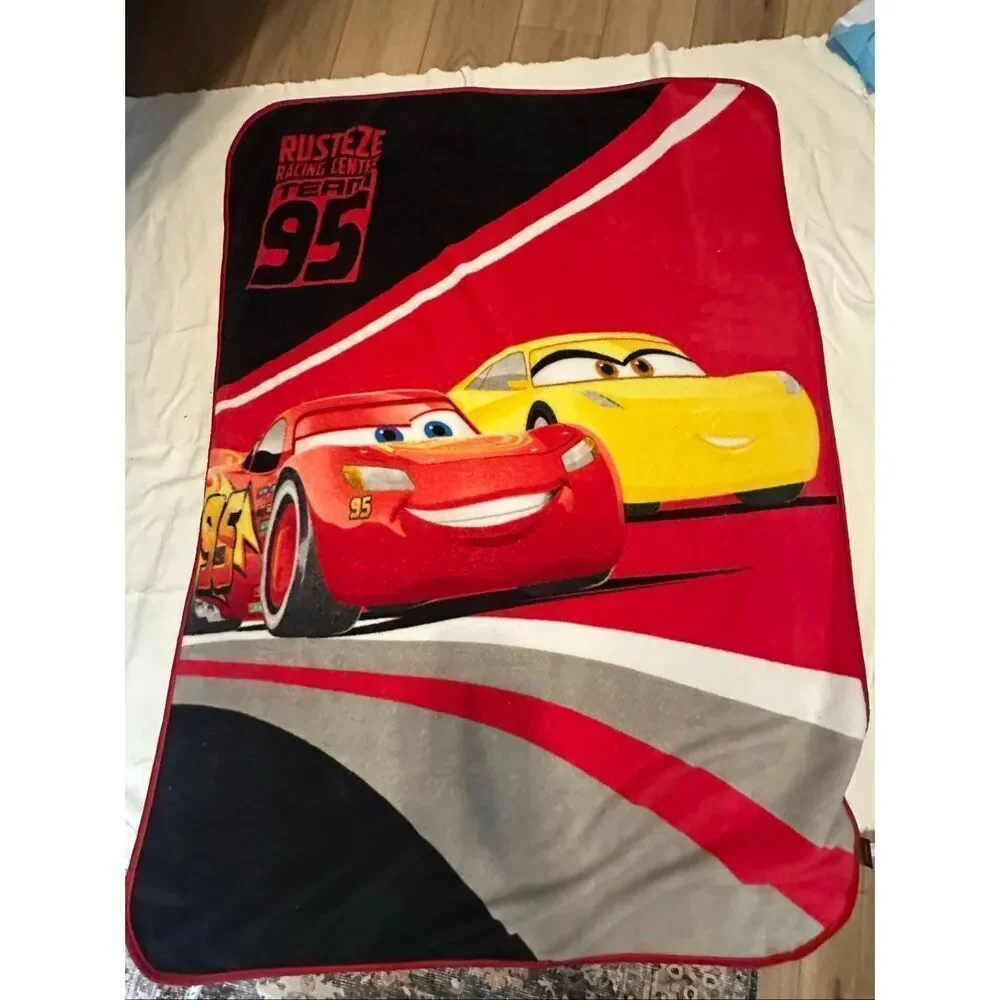 Vintage Disney Pixar Cars Lightning McQueen Throw Blanket 46